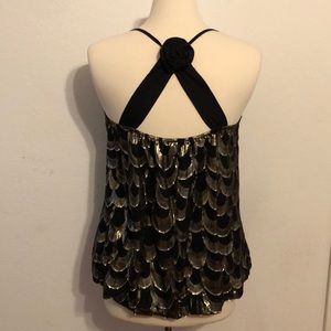 Rose Back Metallic Top